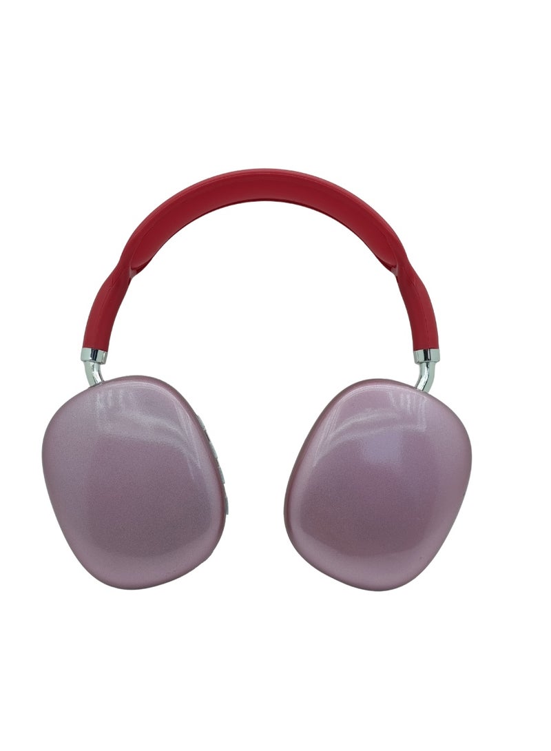 بي 9 P9 سماعة رأس بلوتوث لاسلكية Over-Ear بصوت ستيريو وميكروفون مدمج – أحمر - Image 2