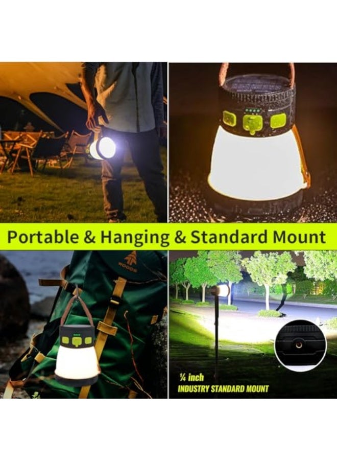 مصباح تخييم rechargeable، 2000 لومن، 40 ساعة، بطارية بسعة 8000 مللي أمبير تعمل بالطاقة الشمسية مع ضوء أبيض دافئ، 8 أوضاع إضاءة، ضوء محمول في الهواء الطلق للتخييم، والتجول، وصيد السمك، وحالات الطوارئ - Image 4