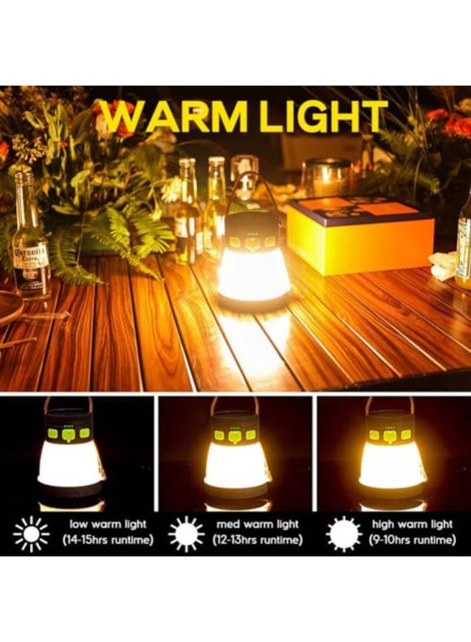 مصباح تخييم rechargeable، 2000 لومن، 40 ساعة، بطارية بسعة 8000 مللي أمبير تعمل بالطاقة الشمسية مع ضوء أبيض دافئ، 8 أوضاع إضاءة، ضوء محمول في الهواء الطلق للتخييم، والتجول، وصيد السمك، وحالات الطوارئ - Image 2