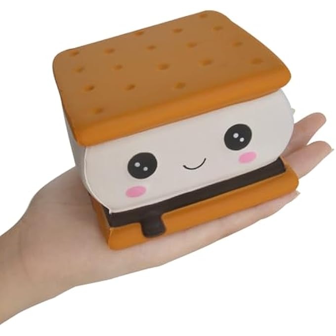 funnysquee Delightful S'More Squishies - Kids Birthday Gift, Adorable Sandwich Cookie Stress-Relief Smore Toy - Image 5