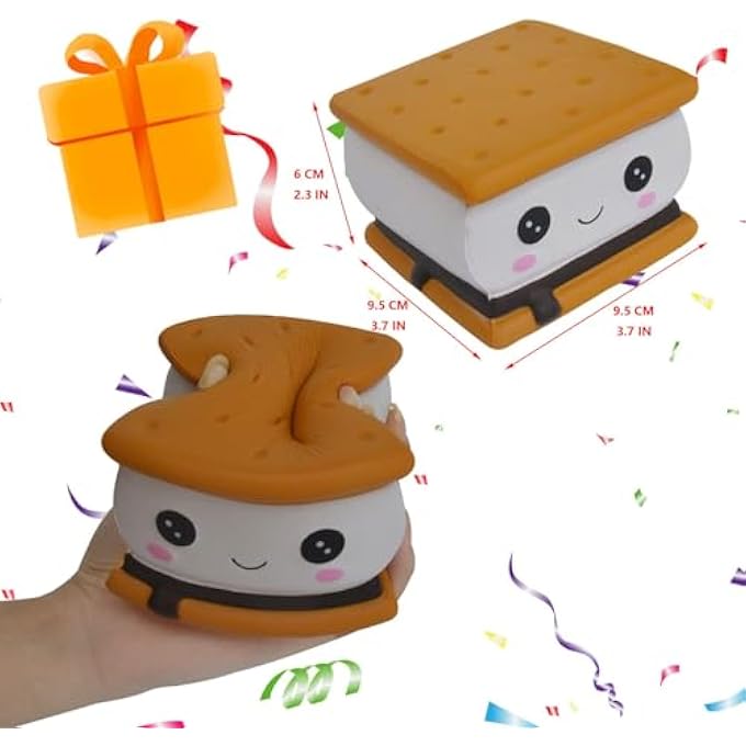 funnysquee Delightful S'More Squishies - Kids Birthday Gift, Adorable Sandwich Cookie Stress-Relief Smore Toy - Image 3