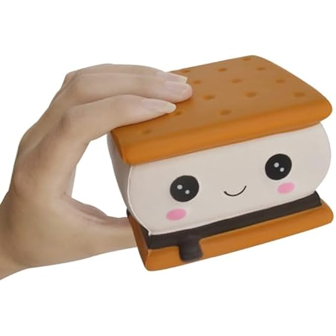 funnysquee Delightful S'More Squishies - Kids Birthday Gift, Adorable Sandwich Cookie Stress-Relief Smore Toy - Image 1