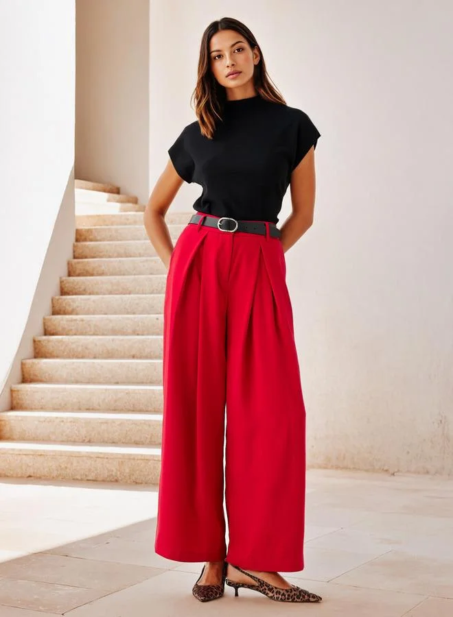 Splash FAV Ribbed High Neck Top with Extended Sleeves