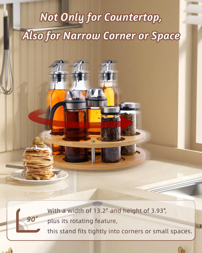 FAITIO Rotating Wood Tumbler Organizer, 30 oz 40 oz Spinning Turnable Tumblers Holder, 360Â° Rotatable 7 Large Cups Bottle Tumbler Storage Display Stand, Rotate Syrup Organizer for Cabinet Countertop - Image 5