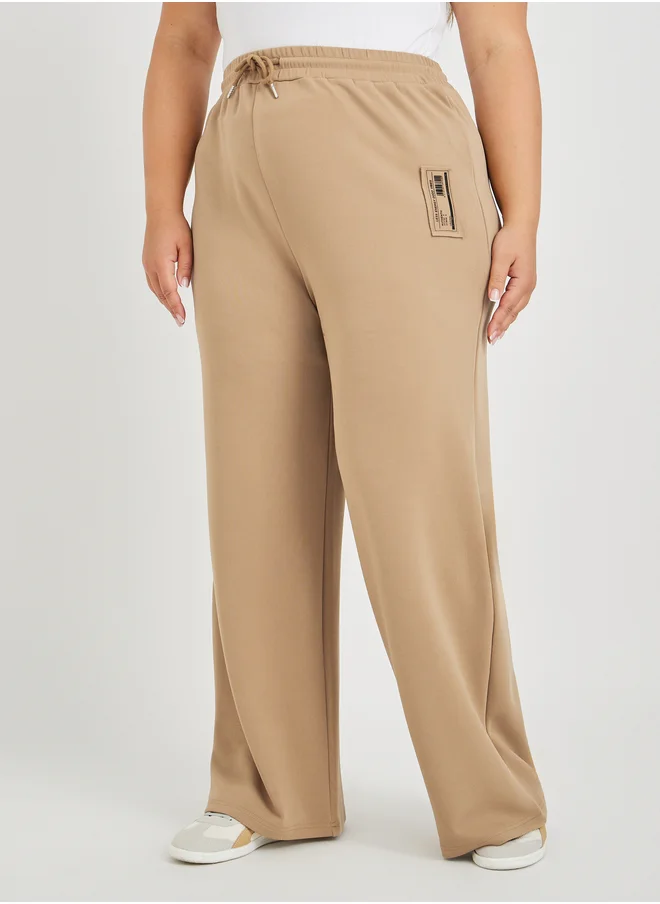 Styli Styli Plus Size Wide Leg Joggers with Drawstring
