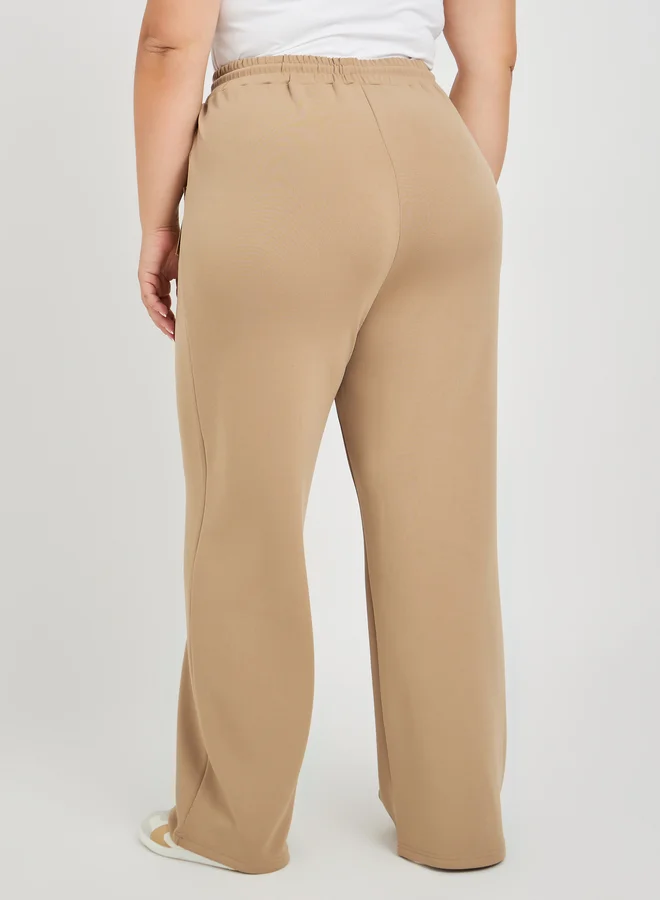 Styli Styli Plus Size Wide Leg Joggers with Drawstring