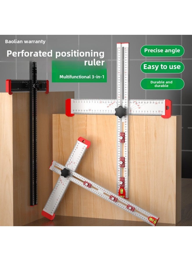Woodworking Combination T-shaped Ruler Angle Ruler 90 Degree Ruler Aluminum Alloy Multi-function Ruler Positioning Sliding Measuring Ruler-Model:120cm Vacuum Titanium Plating/laser Scale  - Image 2