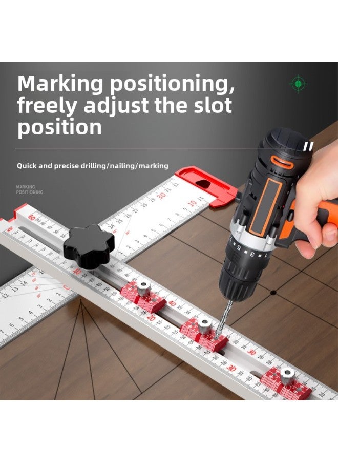 Woodworking Combination T-shaped Ruler Angle Ruler 90 Degree Ruler Aluminum Alloy Multi-function Ruler Positioning Sliding Measuring Ruler-Model:120cm Vacuum Titanium Plating/laser Scale  - Image 4