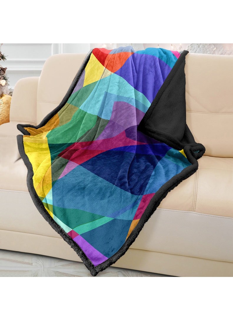 RIZARIES - Soft Colorful Abstract Geo Sofa Blanket Throw - Image 1
