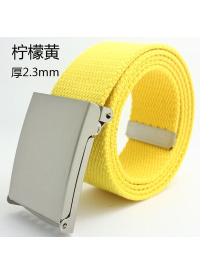 Generic VersatileStudent Canva Belt Multi-Color Pearl Buckle Pure Color Student Belt From China Mainland For Men Women Children Infants Yellow 