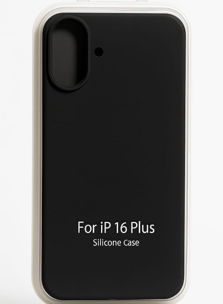 جراب سيليكون لهاتف iPhone 16 Plus - غطاء خلفي واقٍ مقاوم للصدمات رفيع، ناعم وخفيف الوزن، أسود - Image 1
