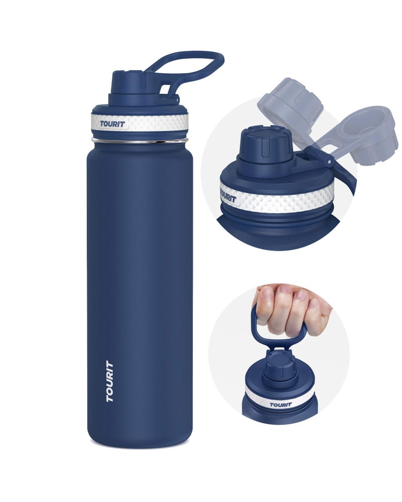 TOURIT 24 oz Insulated Water Bottle, Stainless Steel Water Bottles With Handle, Double-Wall Vacuum Sports Water Bottle, BPA Free Leakproof Water Bottle, Midnight Blue - Image 1