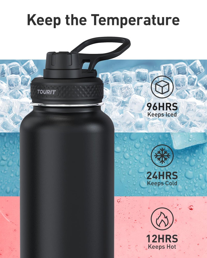 TOURIT 24 oz Insulated Water Bottle, Stainless Steel Water Bottles With Handle, Double-Wall Vacuum Sports Water Bottle, BPA Free Leakproof Water Bottle, Midnight Blue - Image 4