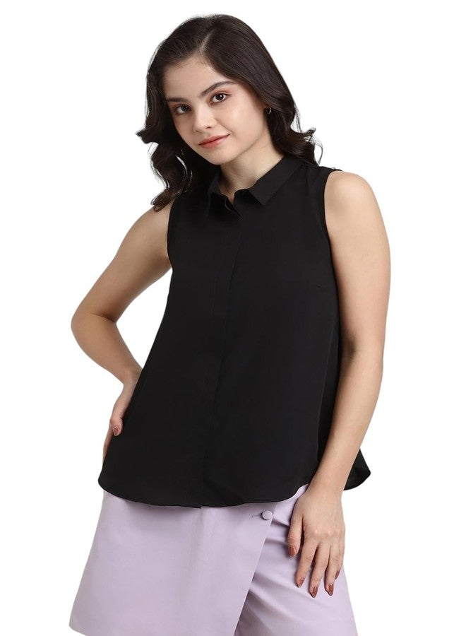 فور ايفر 21 تيشيرت نسائي من Forever 21، سادة، بقصة عادية (FWS24CWOF007_أسود) - Image 1