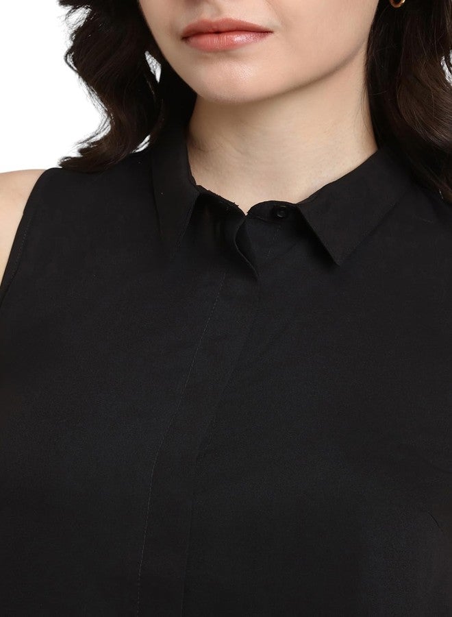 فور ايفر 21 تيشيرت نسائي من Forever 21، سادة، بقصة عادية (FWS24CWOF007_أسود) - Image 4