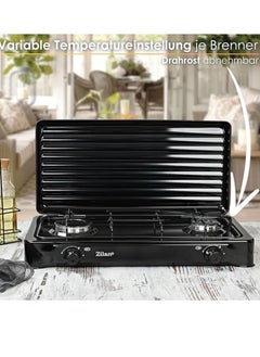Brinaoki Gas Stove 2 Burner Auto Ignition Gas Stove | Glass Top Gas Hob | Stainless Steel Body | Cast Iron Support | Safety Features | Rapid & Semi-Rapid Burners | Modern Gas Cooker for Kitchen  - Image 4