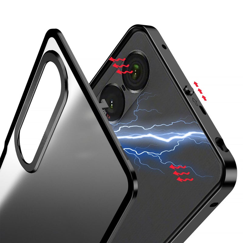 erorex For Sony Xperia 1 VII Snap Buckle Metal Frame Frosted Phone Case(Silver) - Image 3