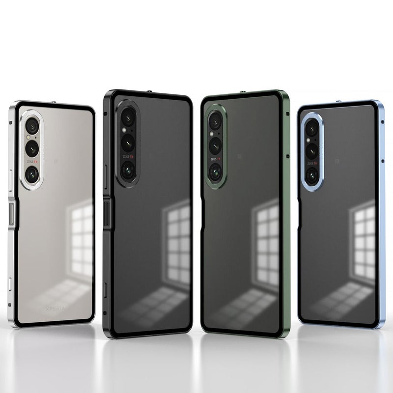 erorex For Sony Xperia 1 VII Snap Buckle Metal Frame Frosted Phone Case(Silver) - Image 2