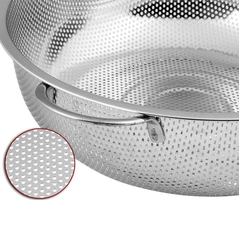 FYCAN Stainless Steel Colander or Strainer with Handle Filter Basket for Rice Fruits Vegetables Multipurpose Use Clean and Drain Vegetable PastaRiceEasy use Dishwasher Safe Silver Pack of 1 - Image 2