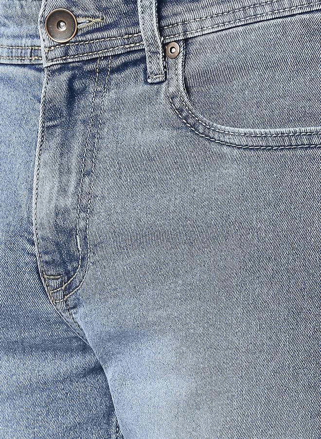 HIGH STAR Men's Blue 100% Cotton Solid Pattern Full Length Relaxed Jeans  - Image 5