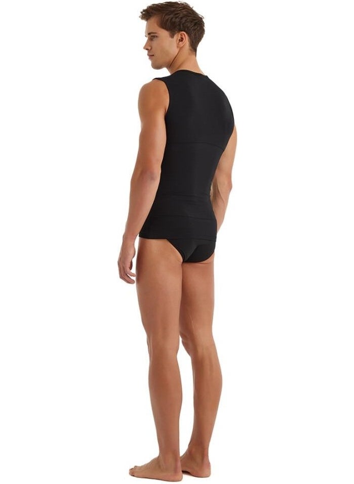 KLY Men's Zero Sleeve V Neck Black Corset Undershirt C8T0N2O9  - Image 3