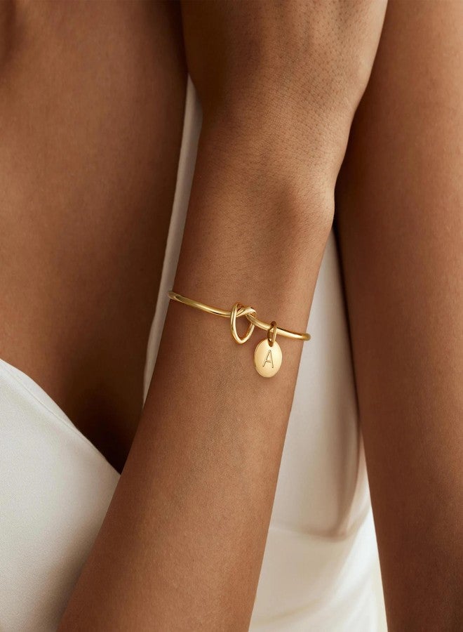 M MOOHAM Gold Initial Bracelets for Women - Bridesmaid Gifts Gold Tie the Knot Cuff Initial Letter A Bracelet Bridesmaids Proposal Bridal Shower Gifts for Wedding Matron Maid of Honor Gift - Image 3