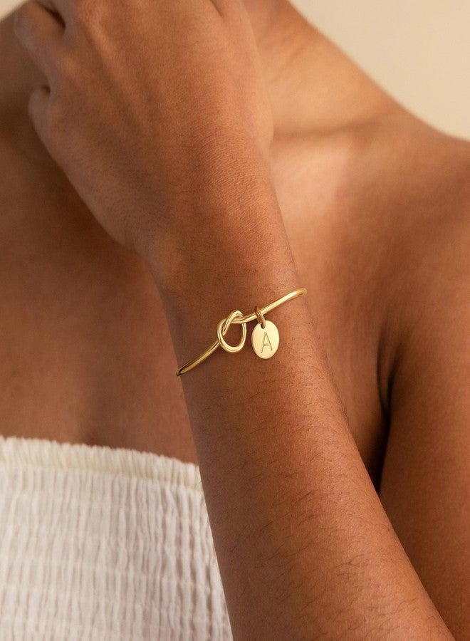 M MOOHAM Gold Initial Bracelets for Women - Bridesmaid Gifts Gold Tie the Knot Cuff Initial Letter A Bracelet Bridesmaids Proposal Bridal Shower Gifts for Wedding Matron Maid of Honor Gift - Image 2