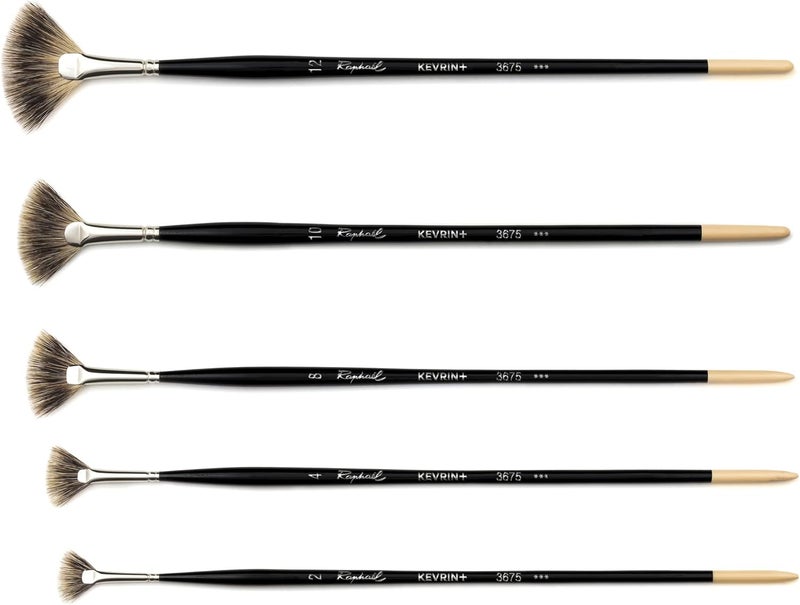 Kevrin+ 3675 Synthetic Blend Brush, Badger Fan, 10, Natural