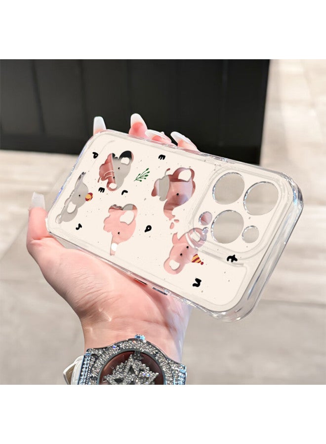 Inkaida Yingkaida Apple 16pro Phone Case Iphone 16pro Protective Cover Lens Full Coverage Anti-drop Skin-friendly Men And Women Transparent Painted White Base Small Elephant - Image 3