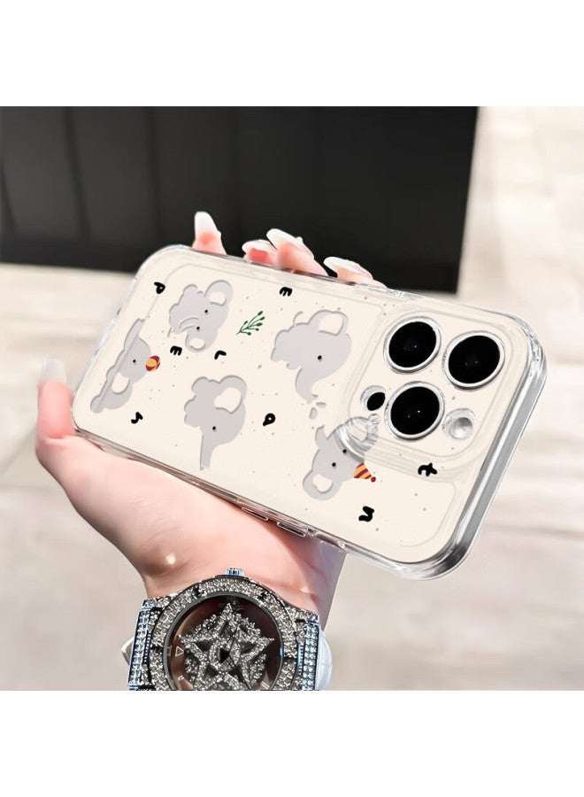 Inkaida Yingkaida Apple 16pro Phone Case Iphone 16pro Protective Cover Lens Full Coverage Anti-drop Skin-friendly Men And Women Transparent Painted White Base Small Elephant - Image 1