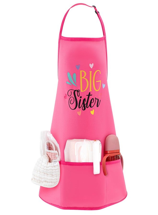 Croloose Big Sister Apron with Pockets Big Sister Gifts for Girls Adjustable Toddler Apron for Baby Shower Cooking, Baking - Image 1