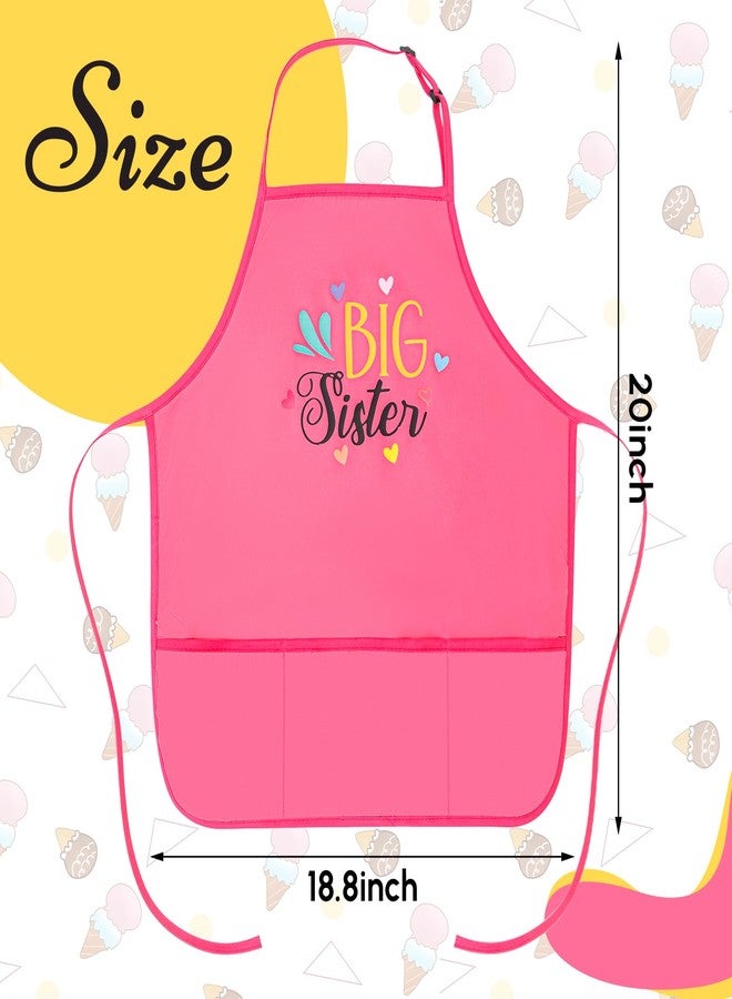 Croloose Big Sister Apron with Pockets Big Sister Gifts for Girls Adjustable Toddler Apron for Baby Shower Cooking, Baking - Image 3