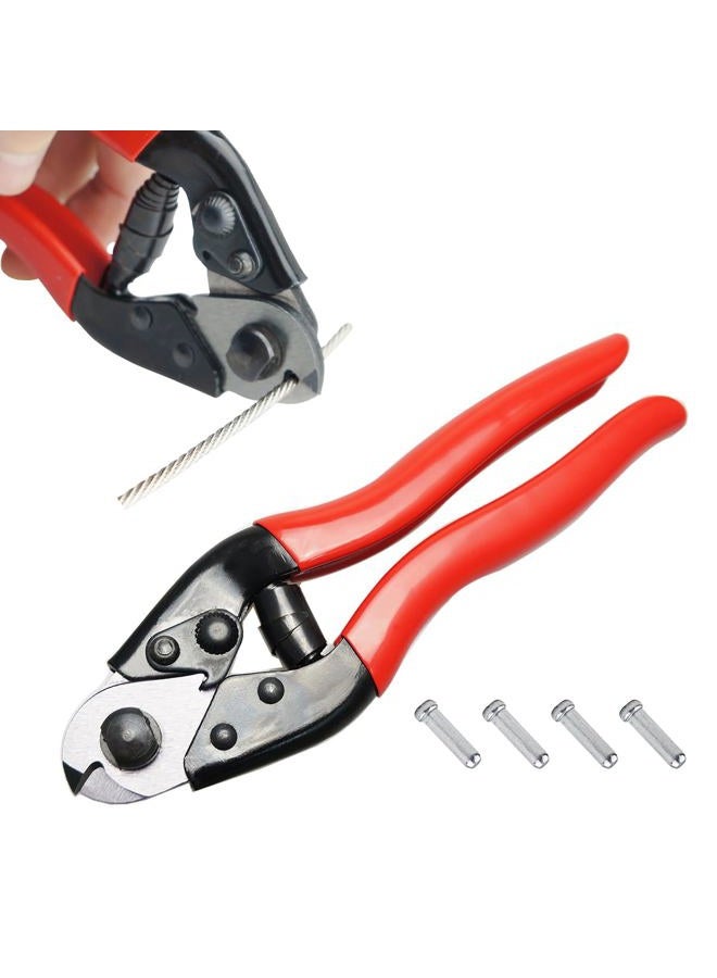 Muzata Bike Cable Cutter Wire Rope Heavy Duty Stainless Steel Aircraft Up to 5/32" for Deck Stair Railing Seal Metal Housing Fencing with 4Pcs Bike Bicycle Cable Cap End M015, CT1 - Image 1