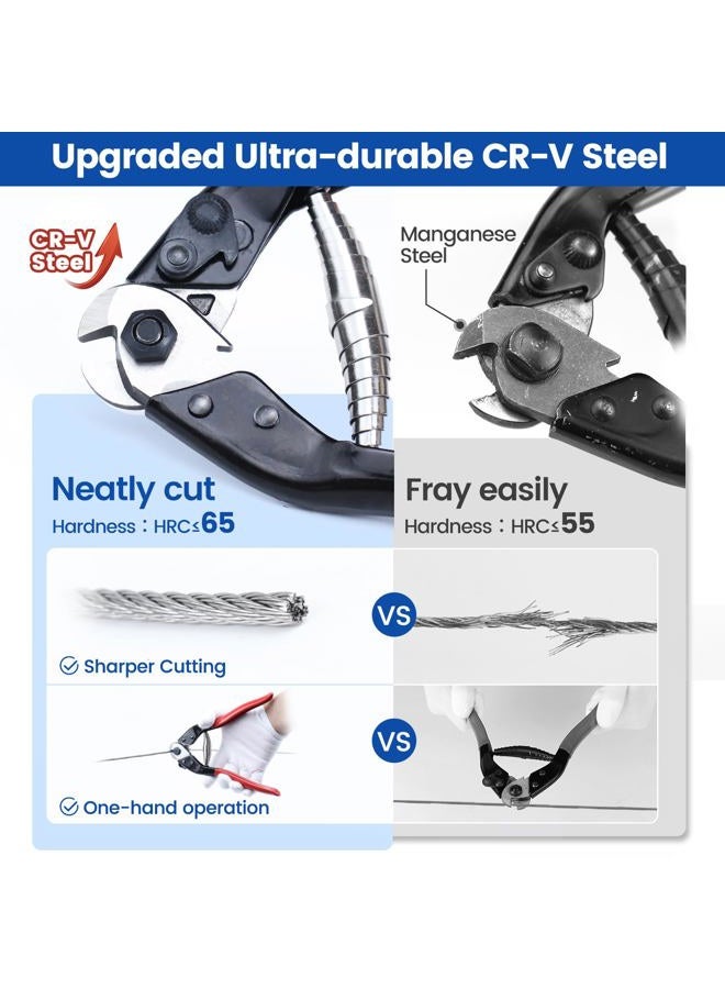Muzata Bike Cable Cutter Wire Rope Heavy Duty Stainless Steel Aircraft Up to 5/32" for Deck Stair Railing Seal Metal Housing Fencing with 4Pcs Bike Bicycle Cable Cap End M015, CT1 - Image 3