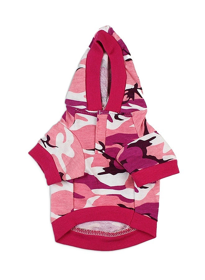 Generic Printed Pet Hoodie T-Shirt Pink/White S  - Image 1