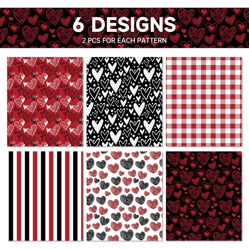 HOWAF 12 Sheets Valentine's Day Wrapping Paper, Love Heart and Sweet Lips Gift Wrapping Paper for Men Women Husband Wife Girl Friends Boy Friends Couple Valentinâ€™s Day Party Favors Gift Decor - Image 2
