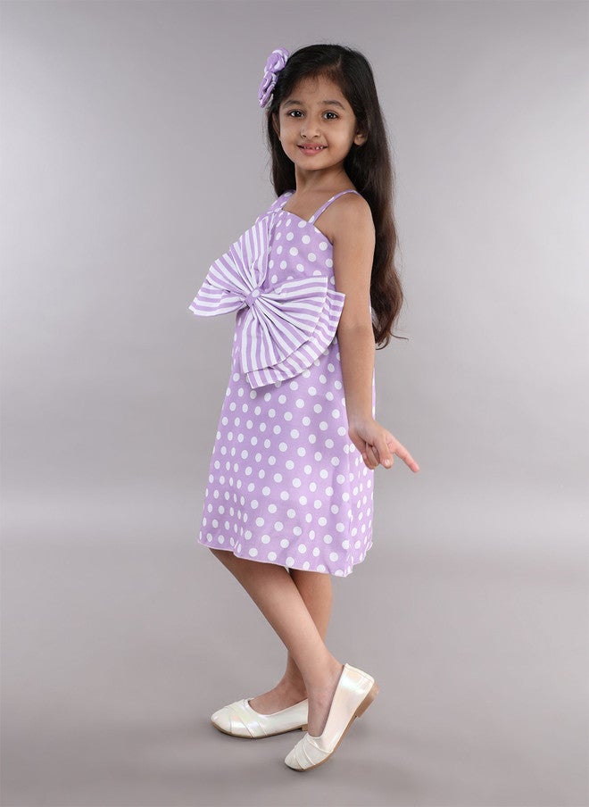 PinkChick Lavender Polka Dot A-Line Dress for Girls - Image 4