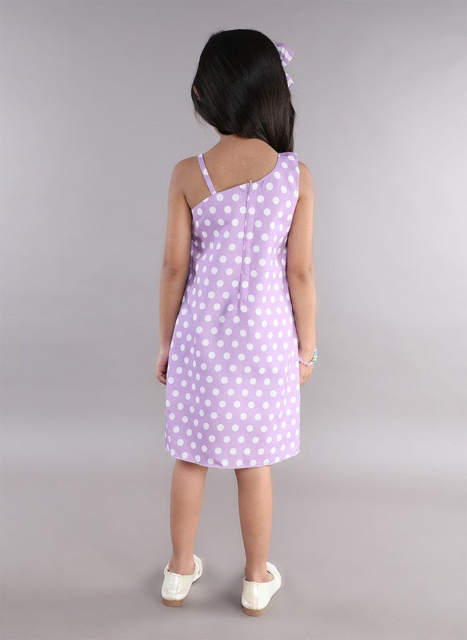 PinkChick Lavender Polka Dot A-Line Dress for Girls - Image 5