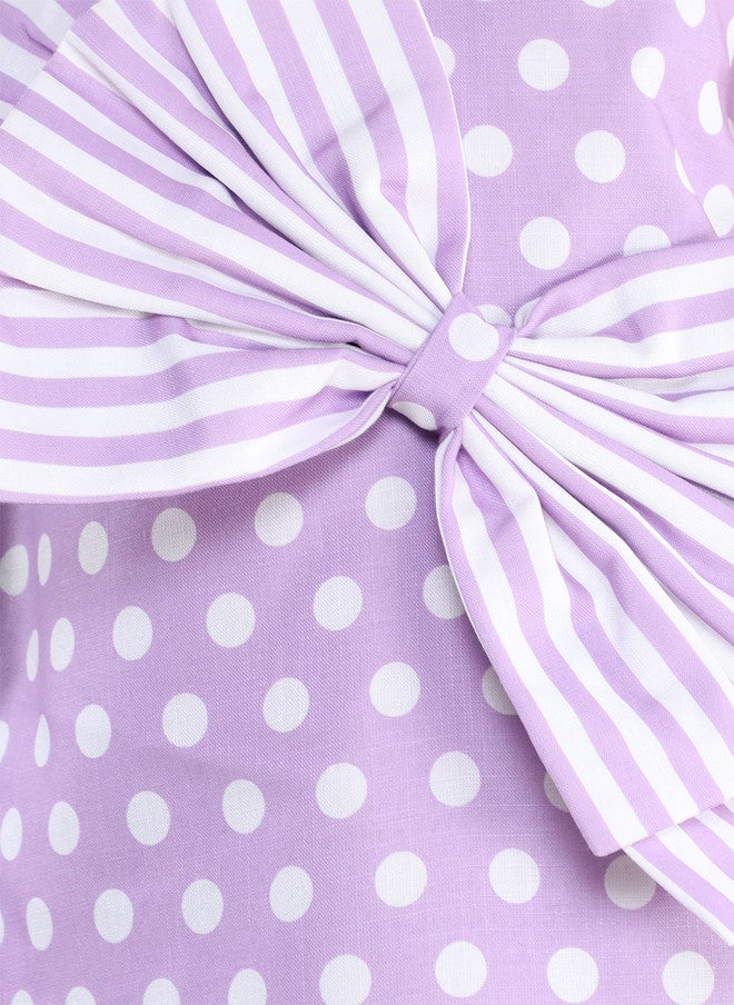PinkChick Lavender Polka Dot A-Line Dress for Girls - Image 2