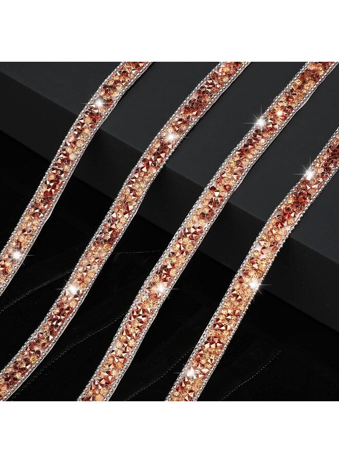 Resin Rhinestone Ribbon for Wedding Self-Adhesive Diamond Crystal Ribbon Roll Glitter Resin Diamond Ribbon for Craft DIY Bags Shoes Clothes (1 Yard, Rose Gold) - Image 2