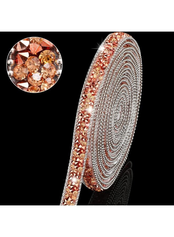 Resin Rhinestone Ribbon for Wedding Self-Adhesive Diamond Crystal Ribbon Roll Glitter Resin Diamond Ribbon for Craft DIY Bags Shoes Clothes (1 Yard, Rose Gold) - Image 1