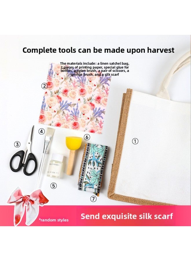 erfly Bart Diy Material Bag March 8th Women's Day Canvas Bag Children's Hand-made Creative Linen Bag Group Building Activities-Color:Vintage Mocha  - Image 5