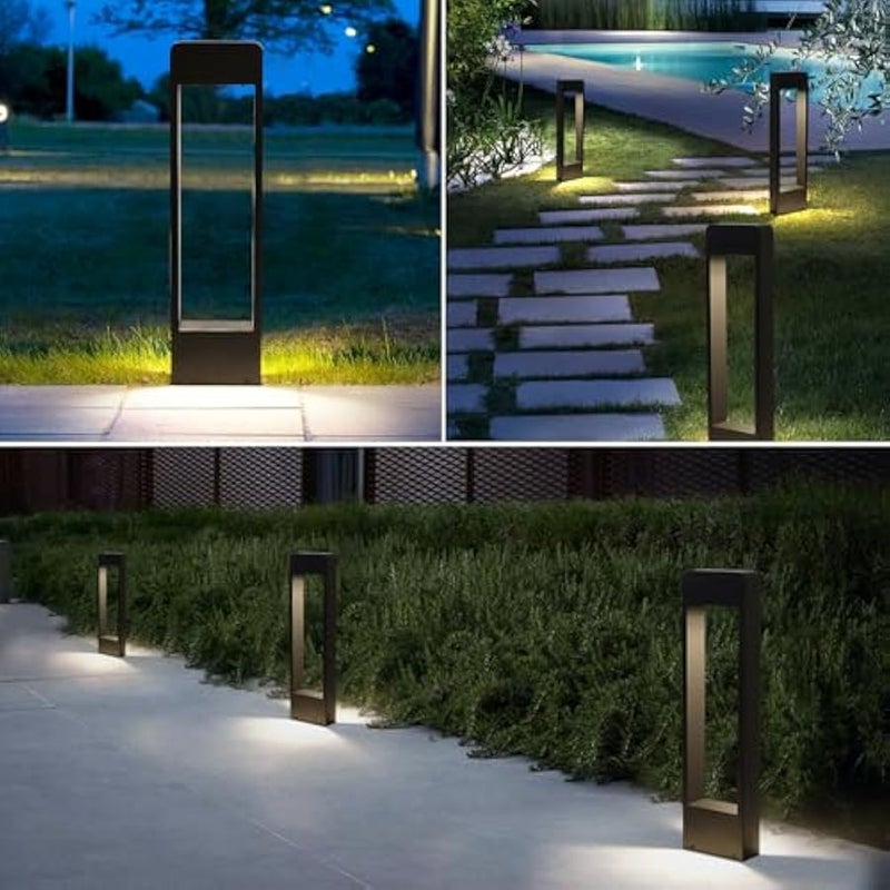 V.nice Outdoor LED Bollard Light, Modern Square Landscape Pathway Light for Garden Lawn Walkway Driveway, IP65 Waterproof Aluminum Pillar Lamp, Soft Down Lighting for Yard Patio Decoration - Image 5