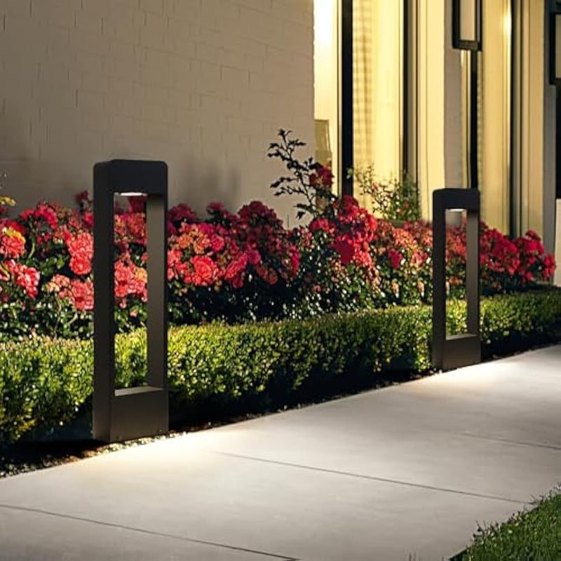 V.nice Outdoor LED Bollard Light, Modern Square Landscape Pathway Light for Garden Lawn Walkway Driveway, IP65 Waterproof Aluminum Pillar Lamp, Soft Down Lighting for Yard Patio Decoration - Image 3