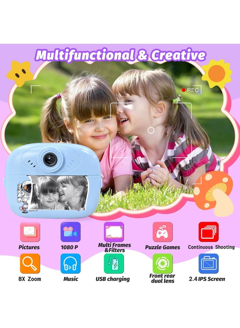 2.4-inch HD instant print kids' camera, pink digital camera, the perfect birthday gift for children aged 3 and up. - Image 4