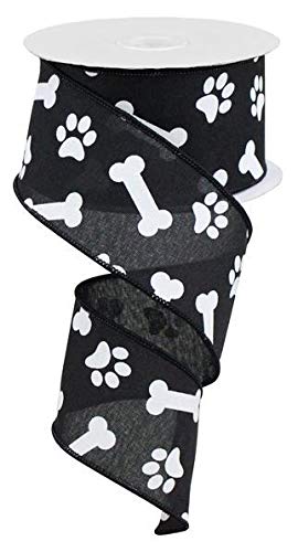 Craig Bachman 2.5" Paw Print Royal Ribbon: 10 Yards (Black, White, 2.5 Inch) Craft Floral Arrangement Gift Wrapping Wired Edge Ribbon - Image 4