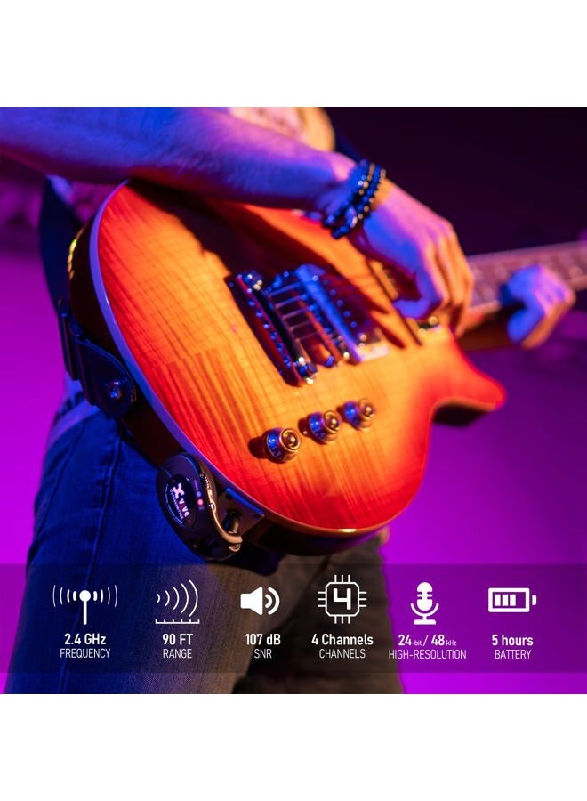 Xvive U2 Wireless Digital Transmitter/Receiver System For Guitar, Bass And Other Instruments, Rechargeable, 2.4 Ghz Black, U2-1, Rechargeable Wireless Guitar System, Mini - Image 2