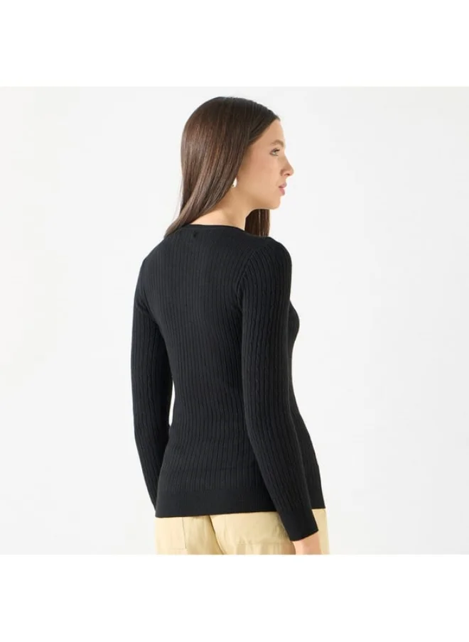 2Xtremz 2Xtremz Textured Sweater with Round Neck and Long Sleeves