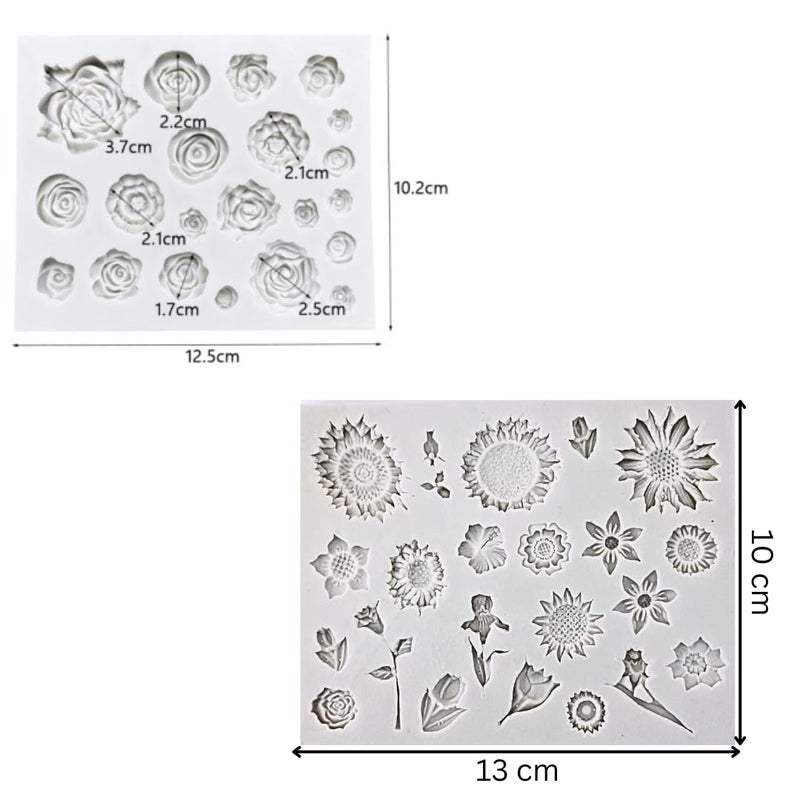 HUSAINI MART 1pc 21 Cavity Rose with 22 Cavity Sunflower Daisy Flower Mould ComboCake Decorating Topper Cupcake ChocolateCookieBrowniePastries DIY Baking Multicoloured - Image 2