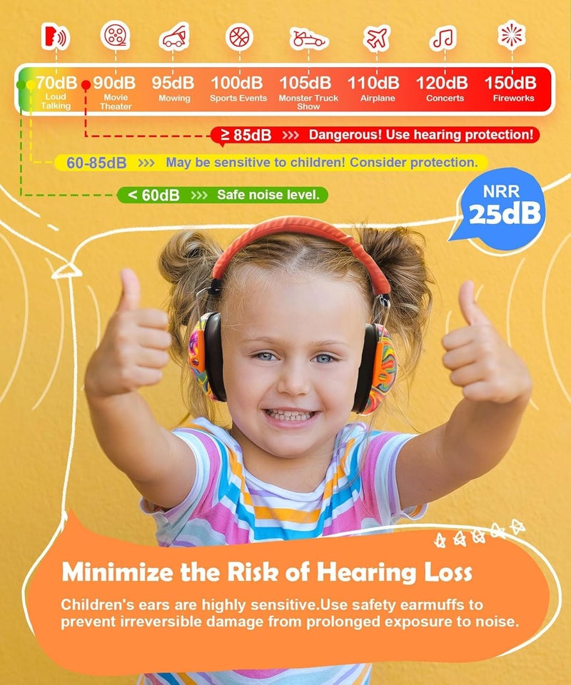PROHEAR 032 Kids Ear Protection – Ear Muffs for Noise Reduction, 25NRR Noise Cancelling Headphones for Toddlers, Autism, Sensory Use, Hearing Protection – Orange - Image 3